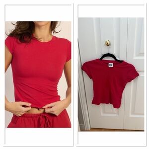 Women's Fitted Crewneck Tee in Cherry Red